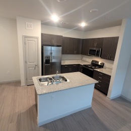 a kitchen with an island