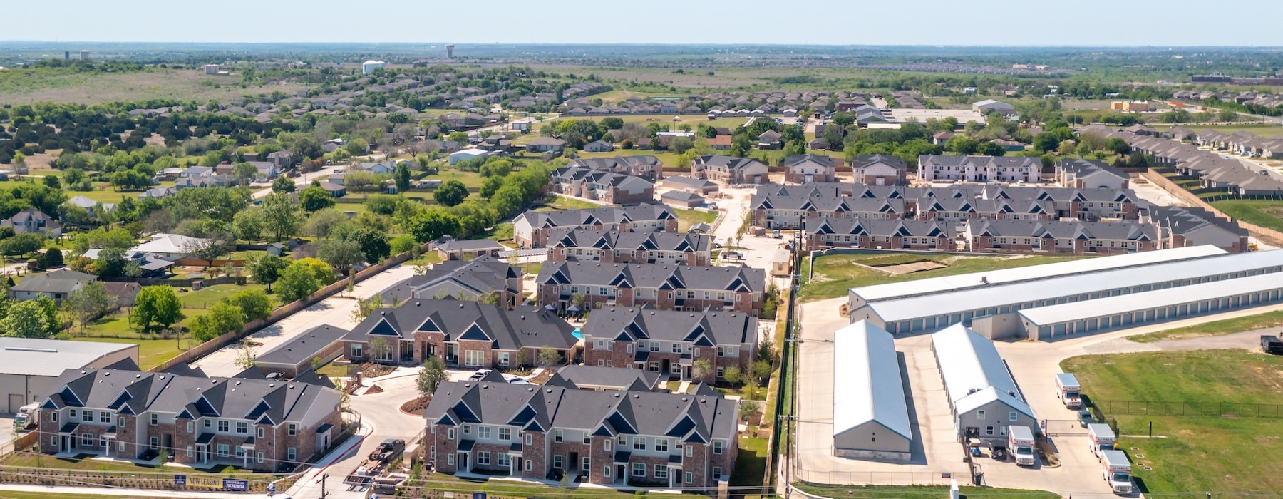 an aerial view of a neighborhood