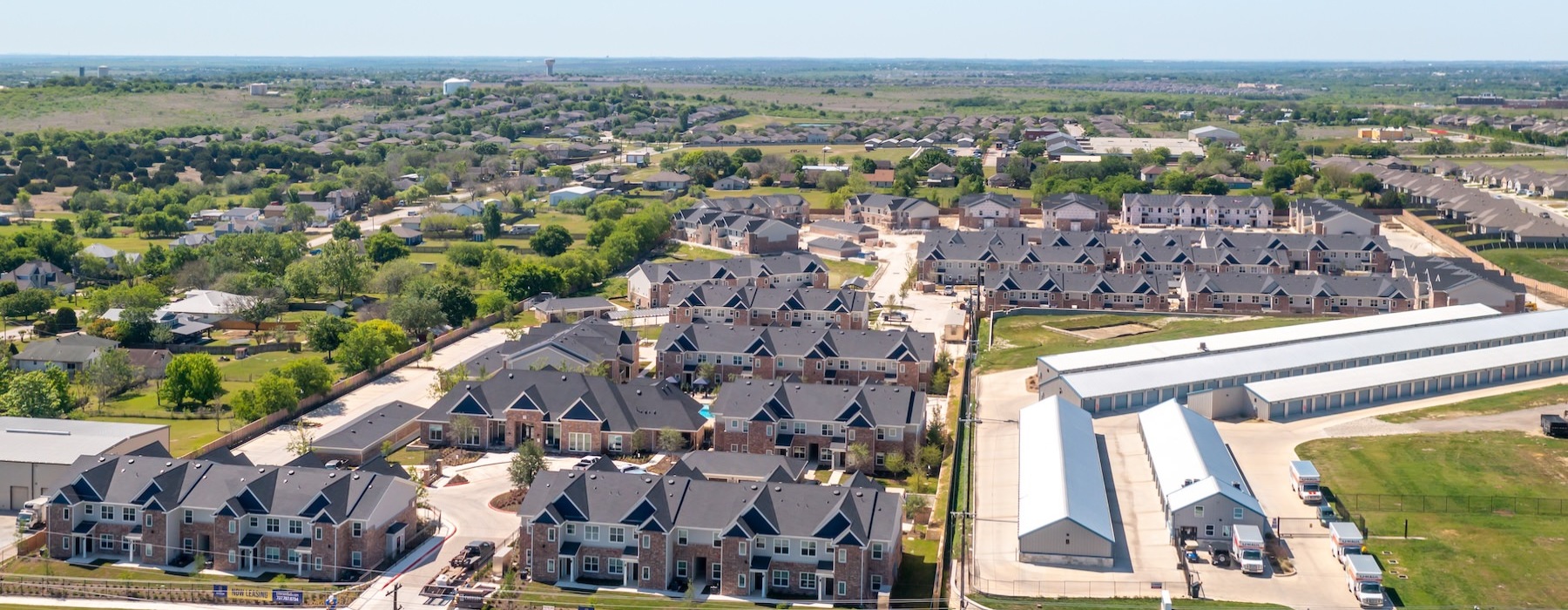 an aerial view of a neighborhood