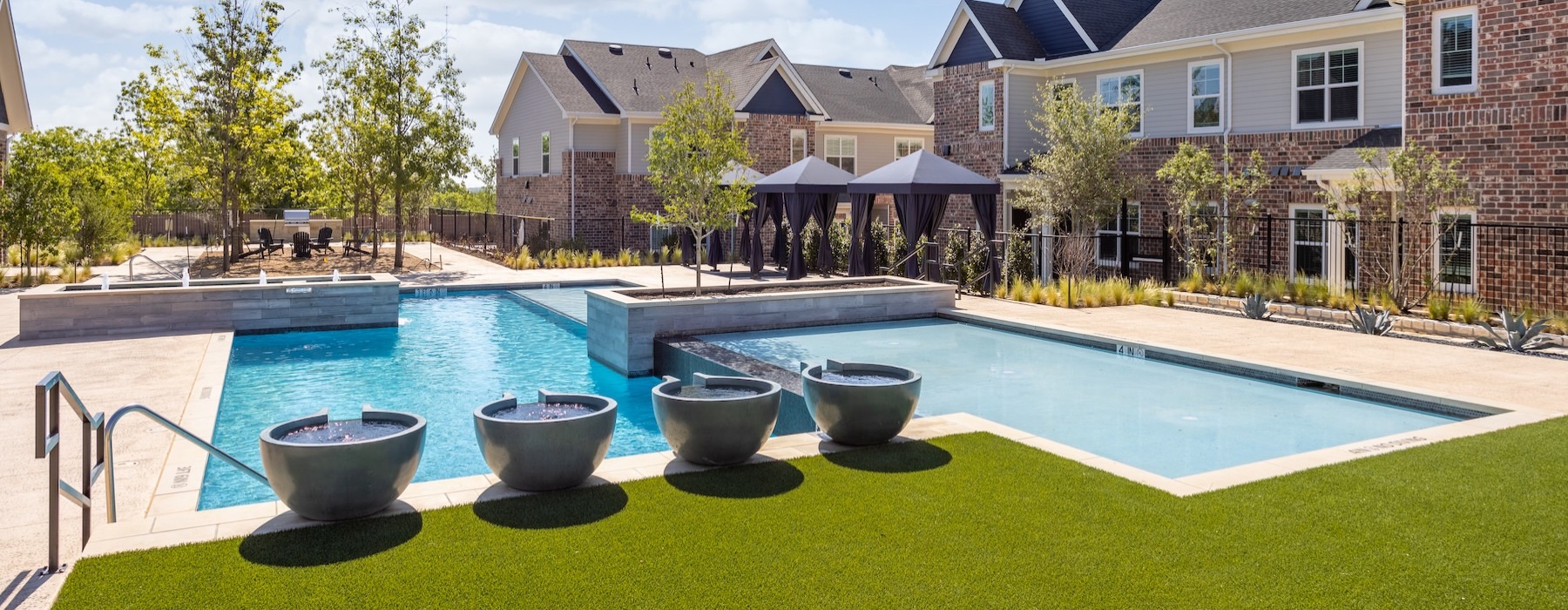 a pool in a courtyard
