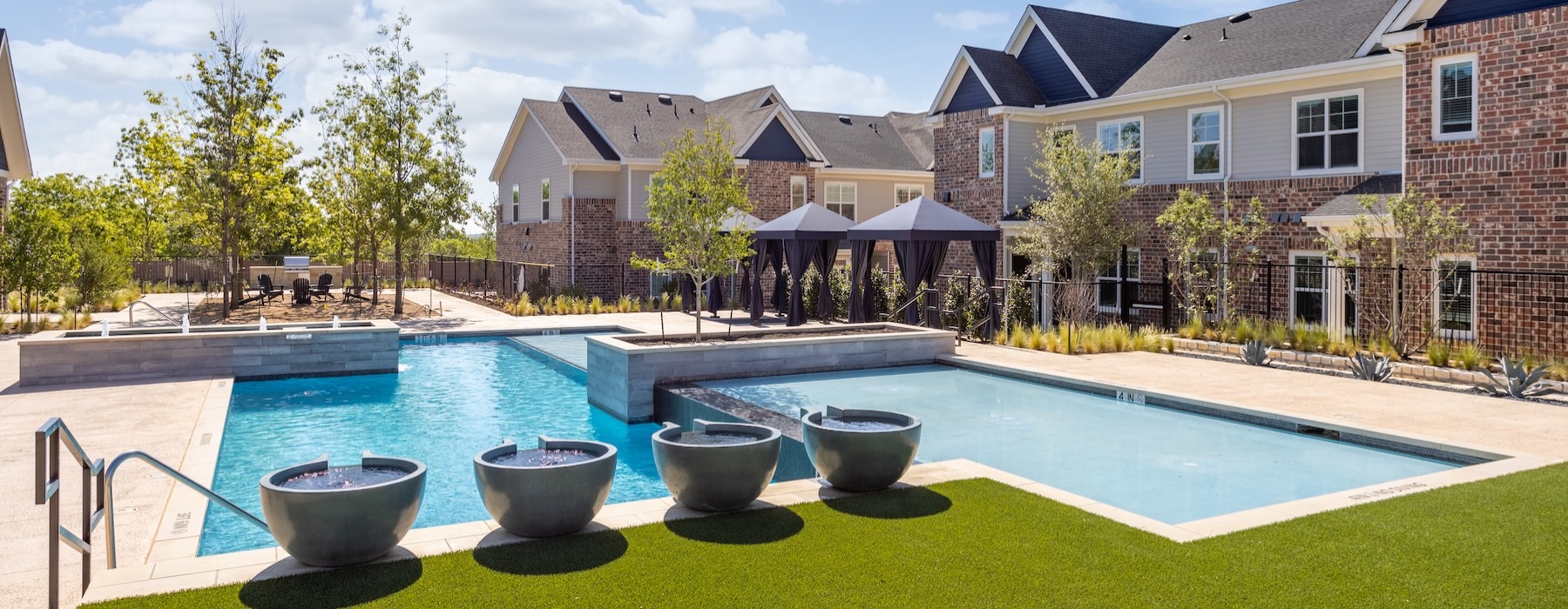 a pool in a courtyard