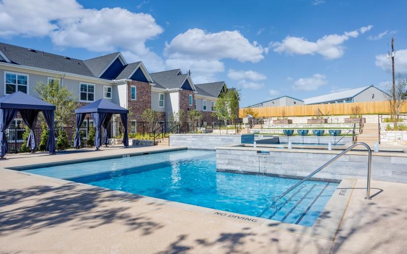 a swimming pool in a courtyard